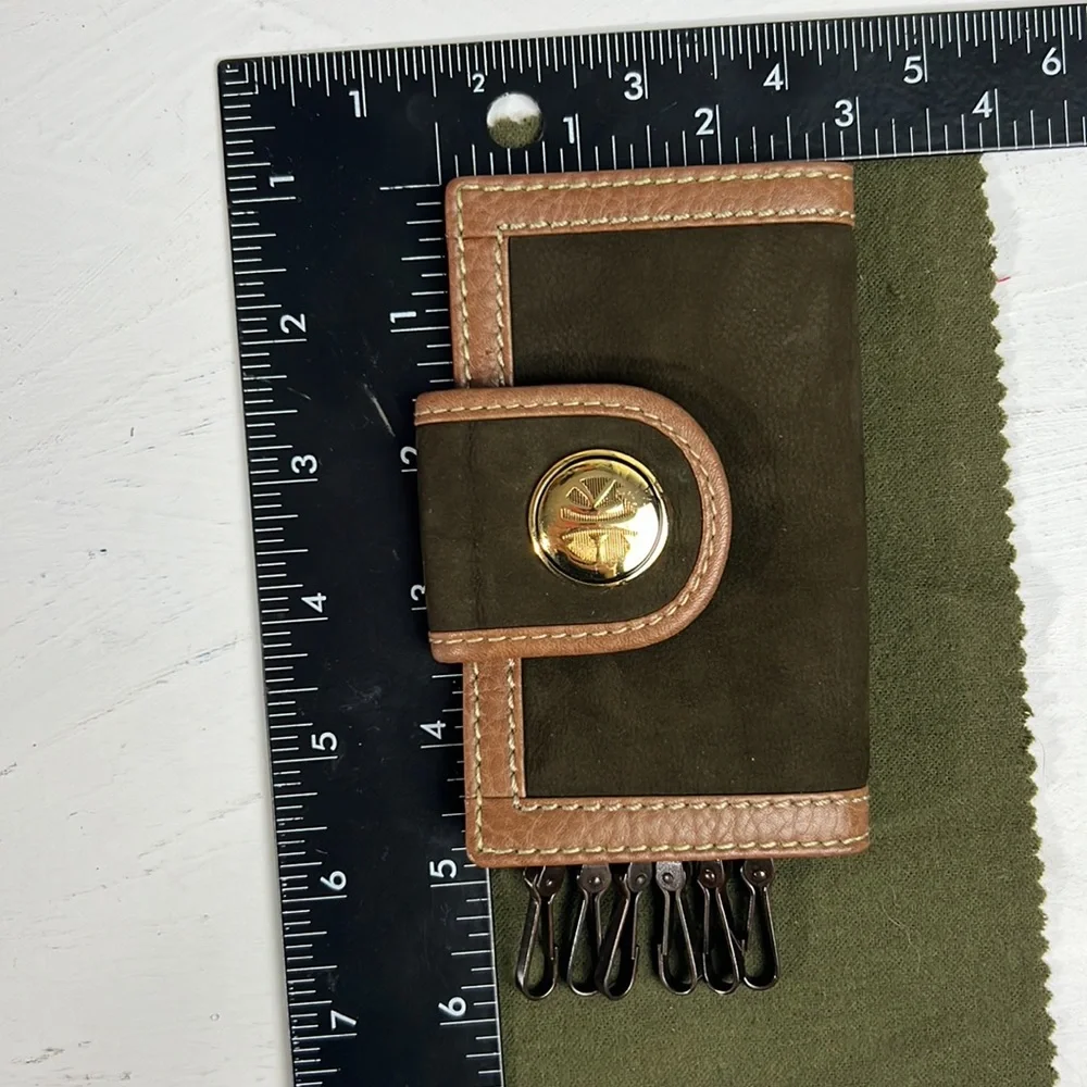 Auth. LOEWE KNAPPE Suede Leather 6 Ring Key Holder brown wallet vtg w.box unisex